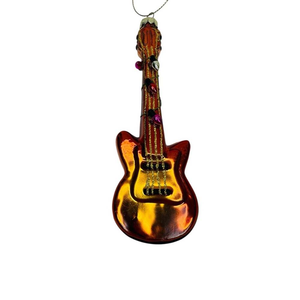 HOLIDAY LANE All About You Guitar Ornament With Faux Christmas Lights NWT